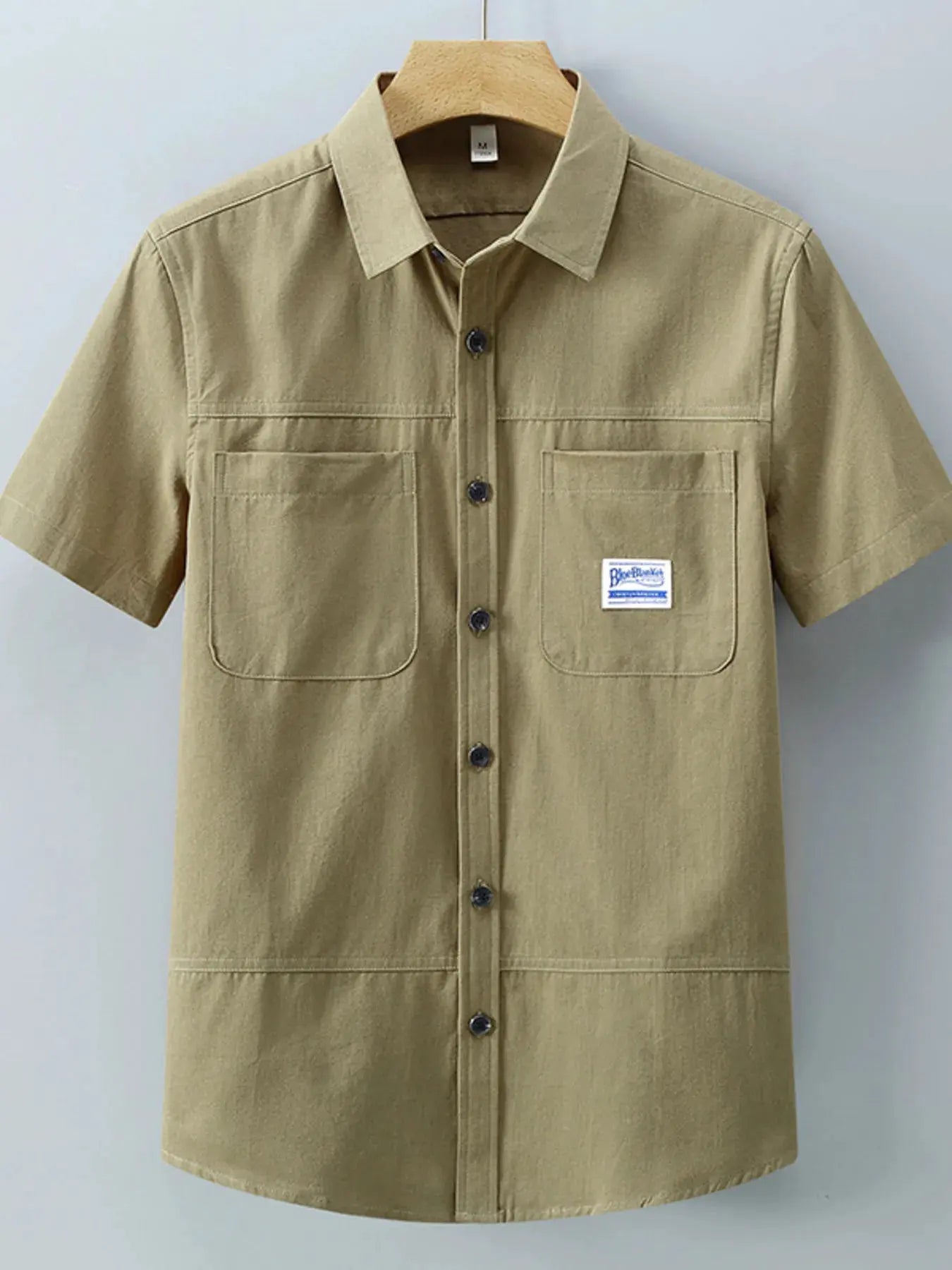 Men's Plus Size Button Up Short-Sleeve Shirt by Trendsi