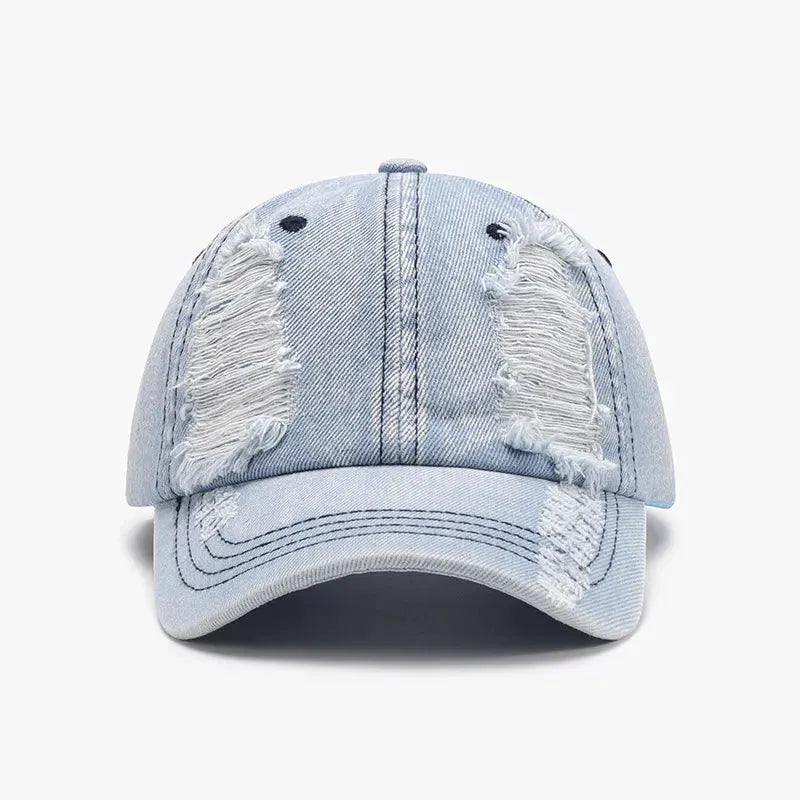Distressed Cotton Baseball Cap by Partner Label