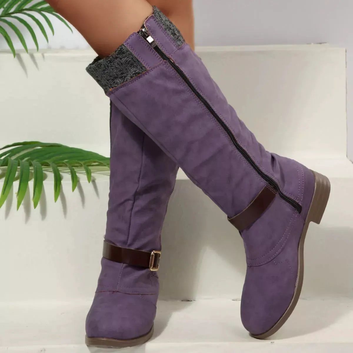 Round Toe Block Heels Boots by Partner Label