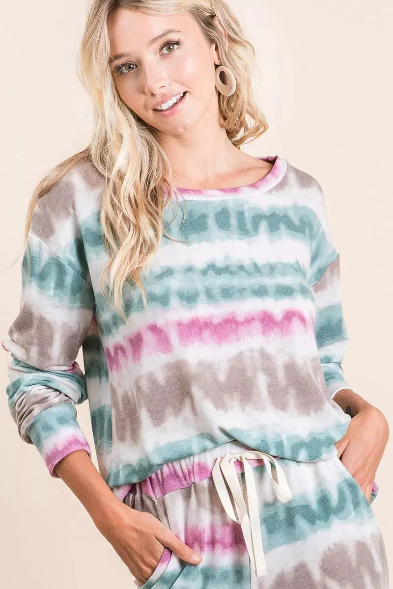 BiBi Tie Dye Print Terry Sweatshirt by BiBi