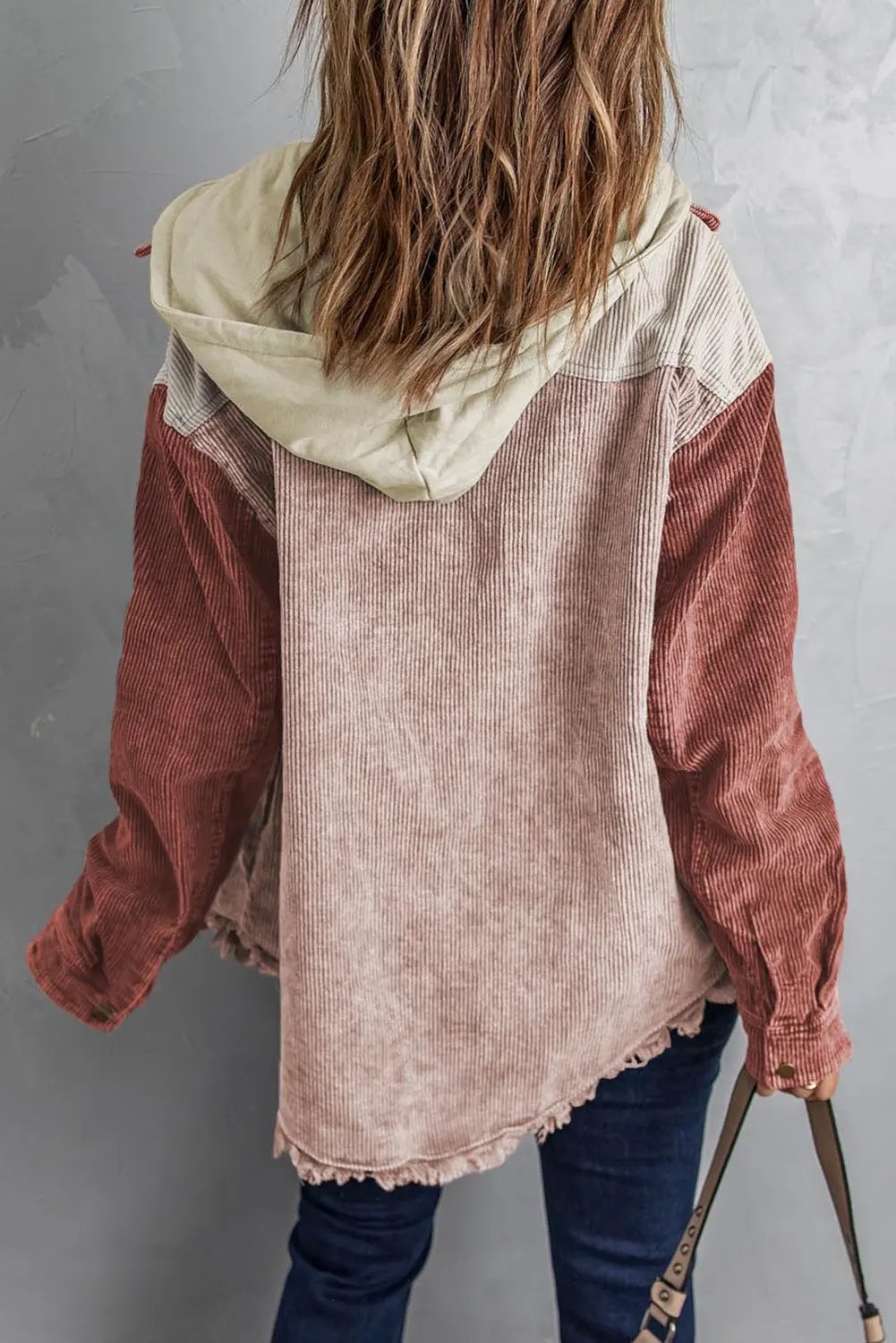 Snap Front Hooded Corduroy Shacket by Partner Label
