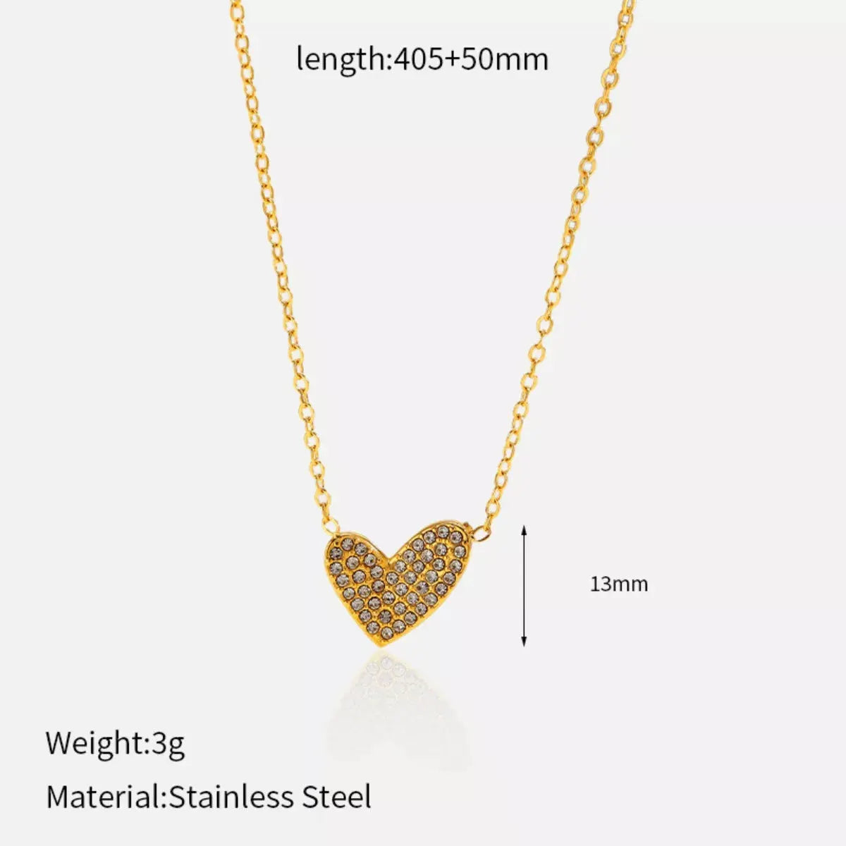 18K Gold-Plated Rhinestone Heart Necklace by Partner Label
