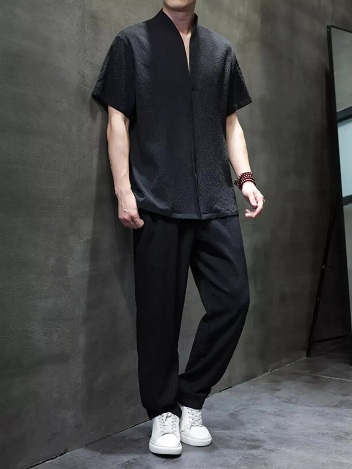Men's Plus Size Casual Short Sleeve Top and Pants Set by Trendsi