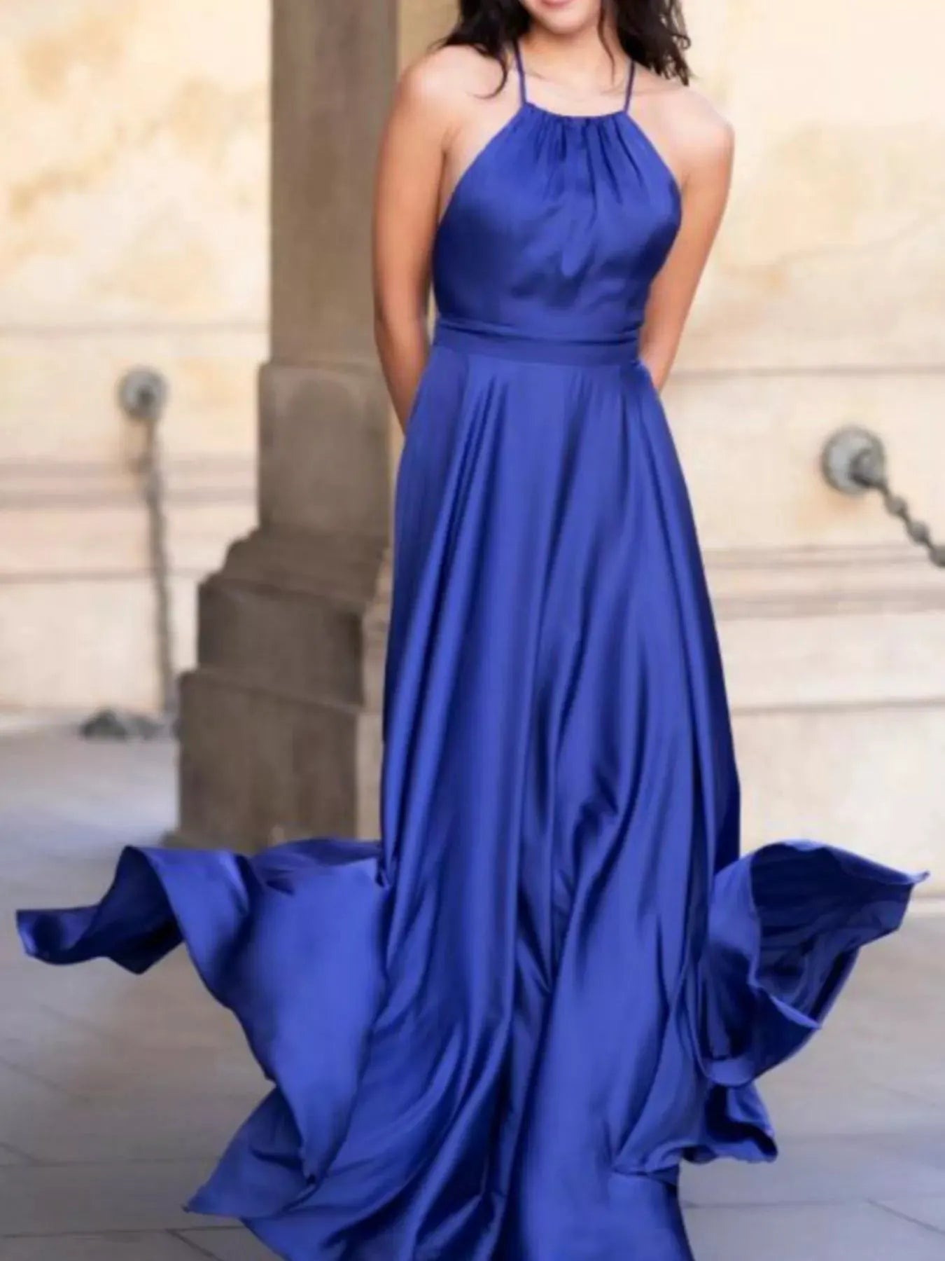 Halter Neck Slit Maxi Dress by Partner Label