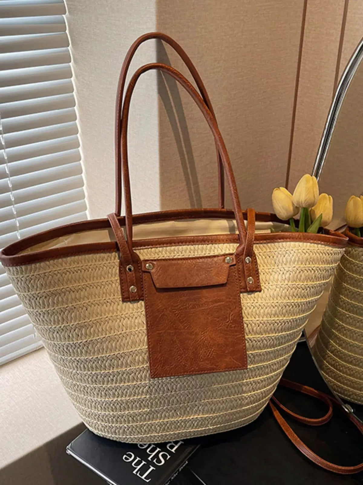 Woven Straw Tote Bag by Partner Label