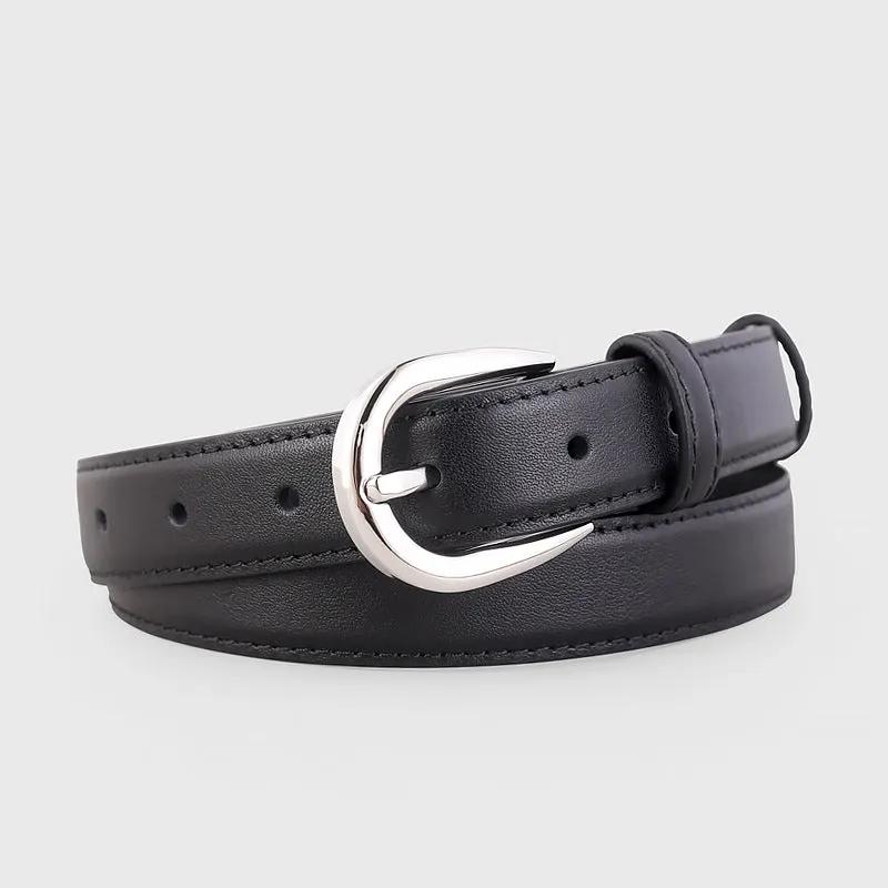 Buckle Skinny Leather Belt by Trendsi