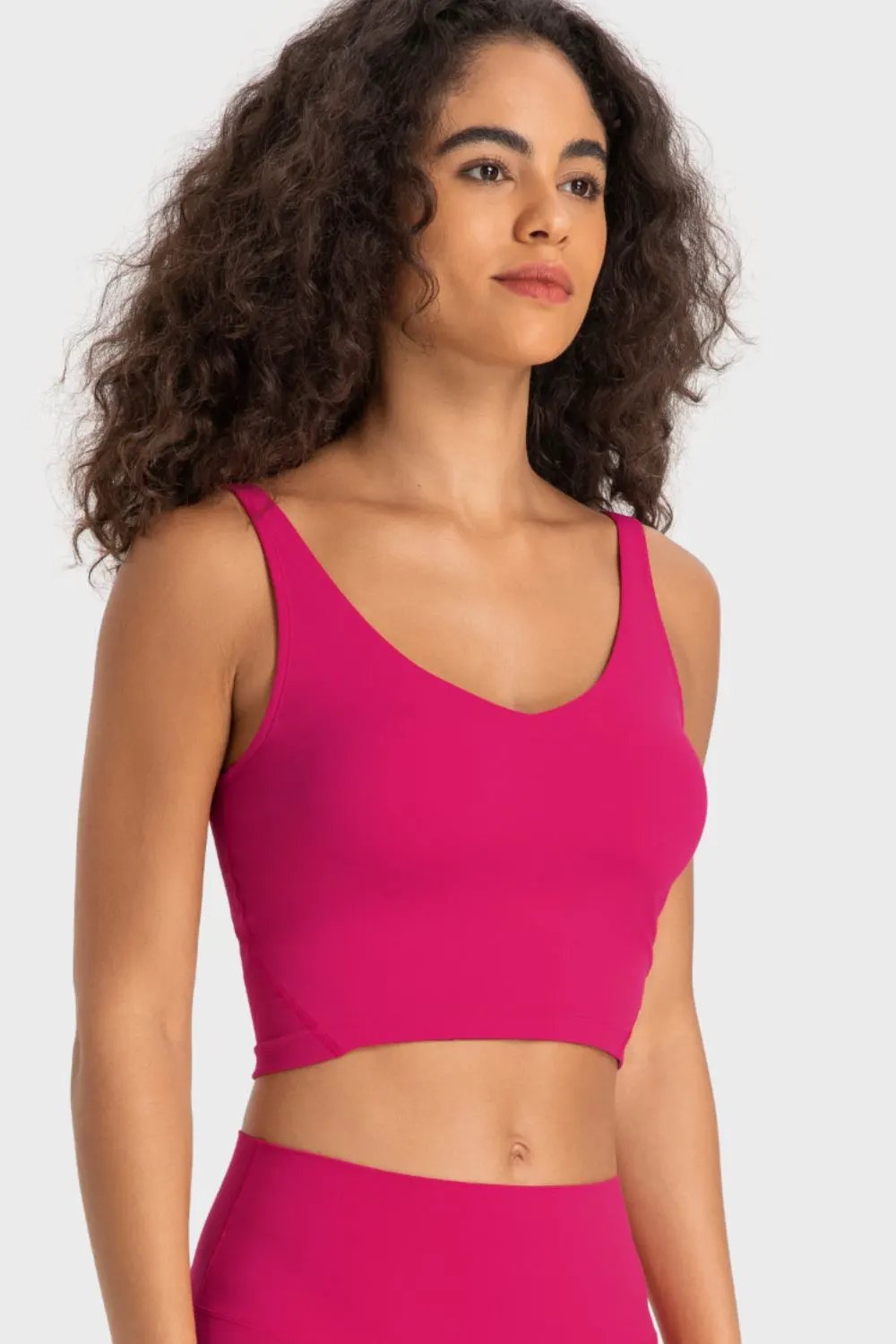 Millennia Deep V-Neck Crop Sports Bra by Millennia