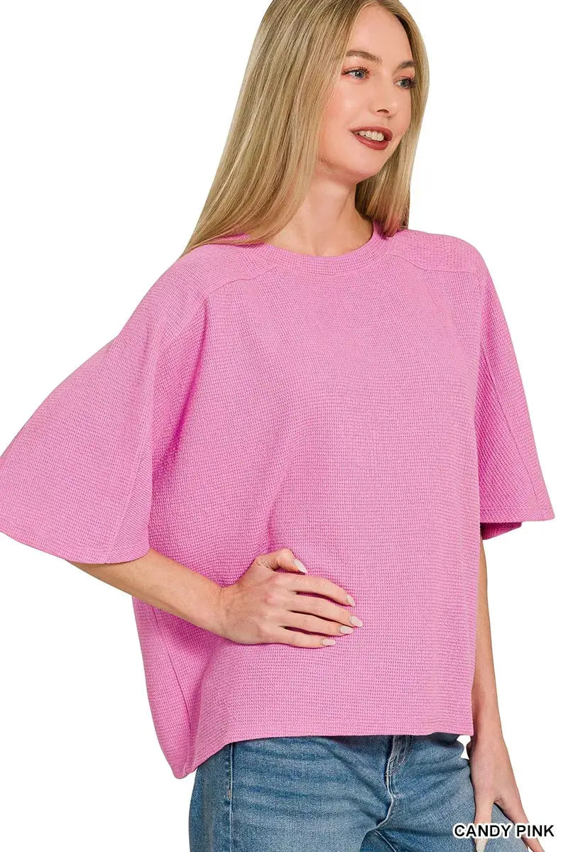 Zenana Double Knit Short Sleeve Top by Zenana