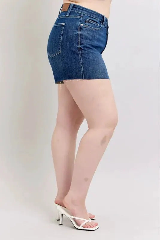 Judy Blue Full Size High Waist Criss-Cross Waistband Denim Shorts Plus Size by Judy Blue