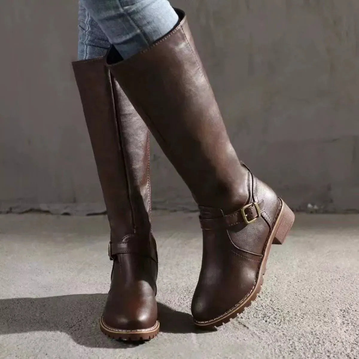 Round Toe Block Heels Boots by Partner Label