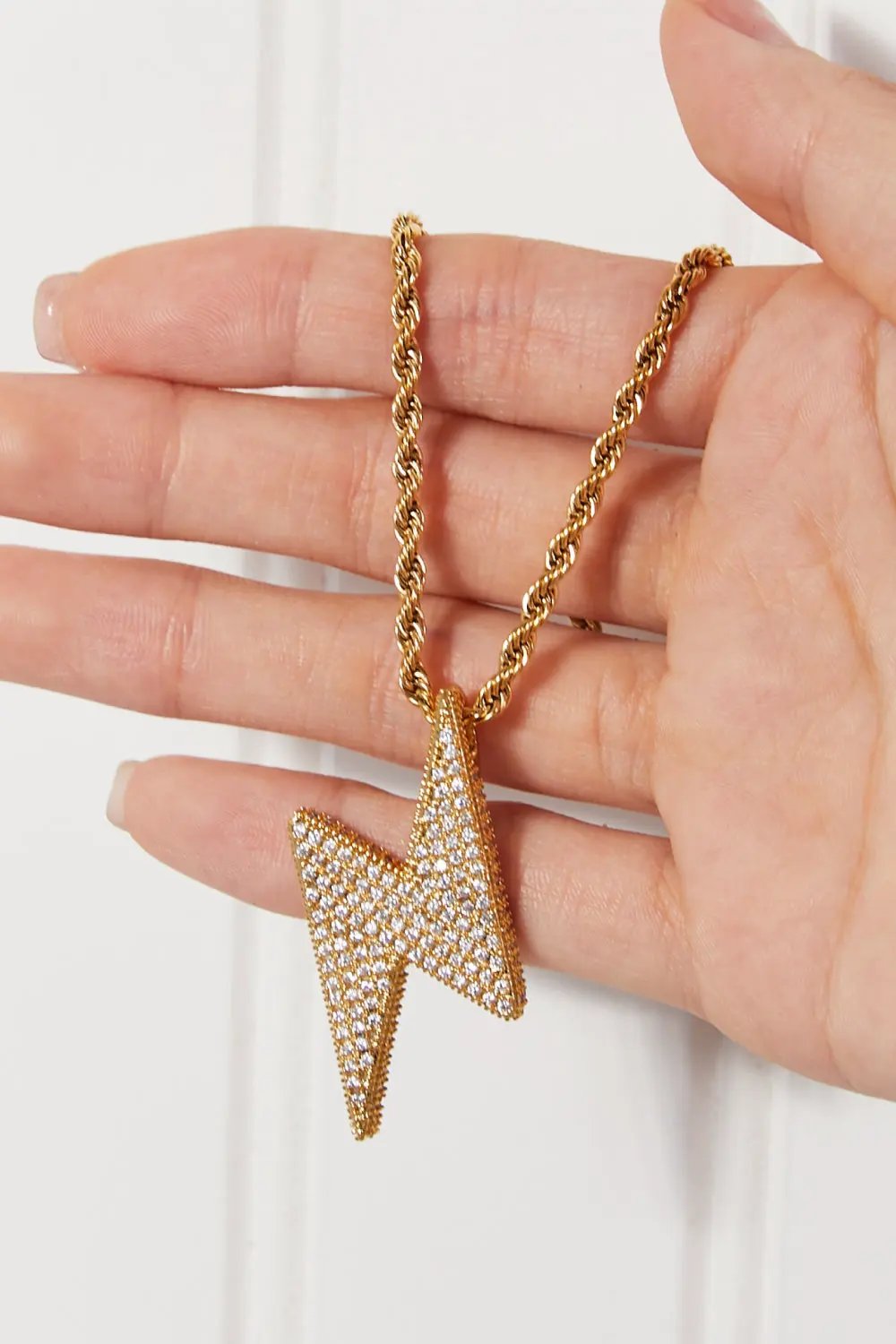 Brass Lightning Pendant Necklace by LabelPartner