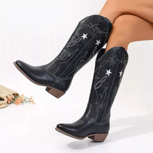 Western Star Embroidered Cowboy Boots by Partner Label