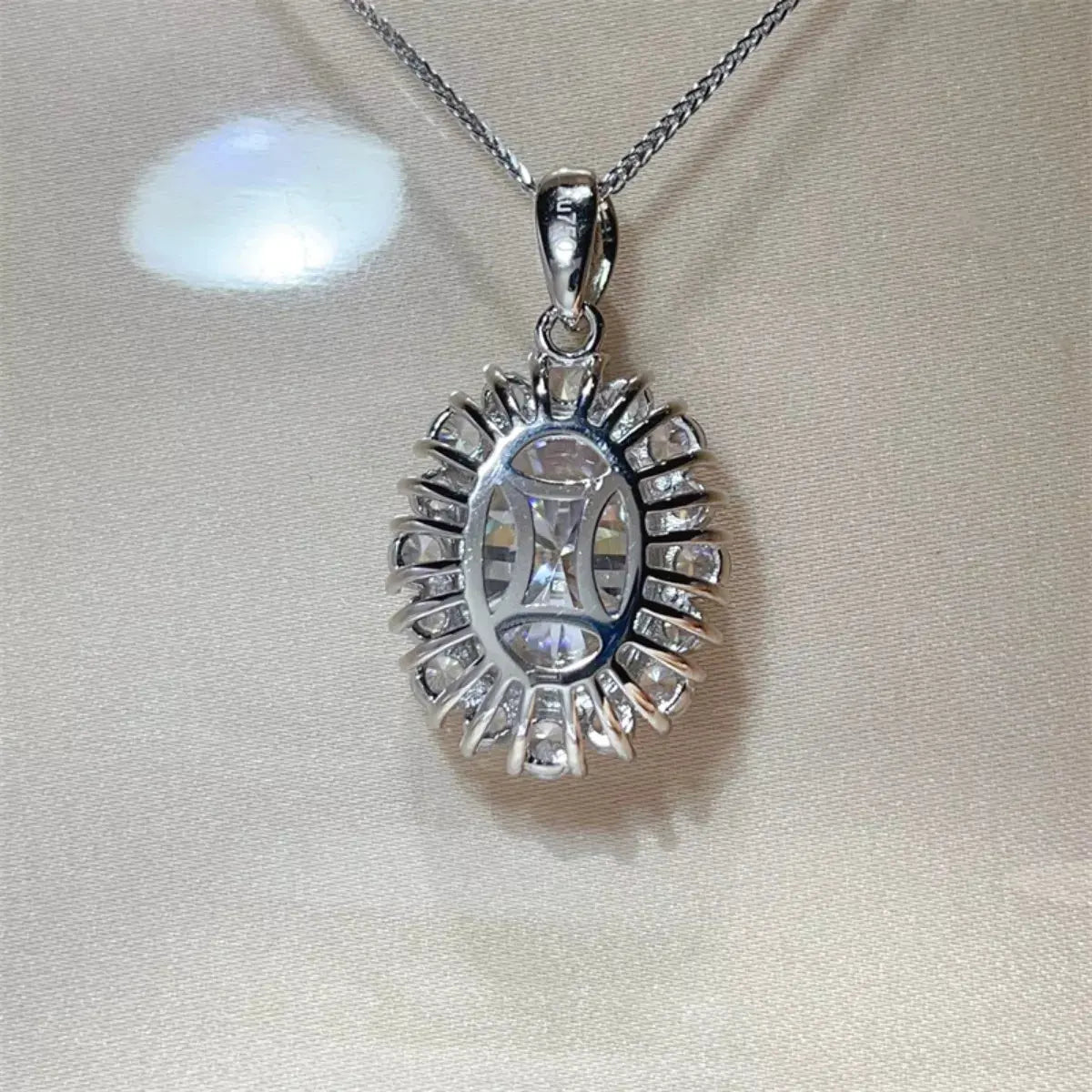 8 Carat Moissanite 925 Sterling Silver Pendant Necklace by Partner Labels