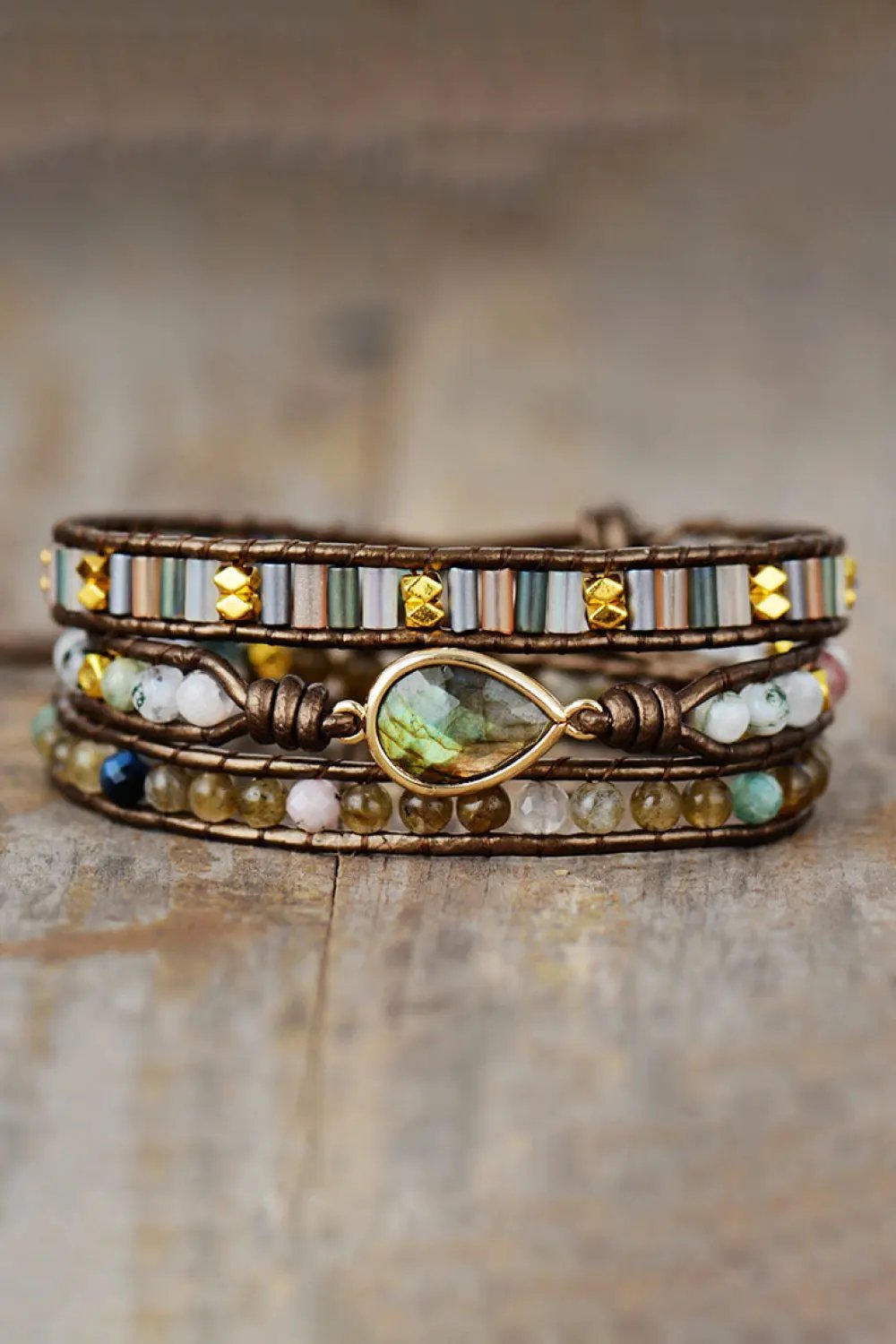 Handmade Triple Layer Beaded Bracelet by Partner Label
