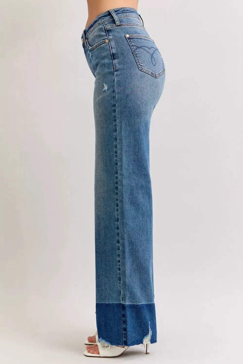 Judy Blue Raw Hem High Waist Column Straight Jeans by Judy Blue