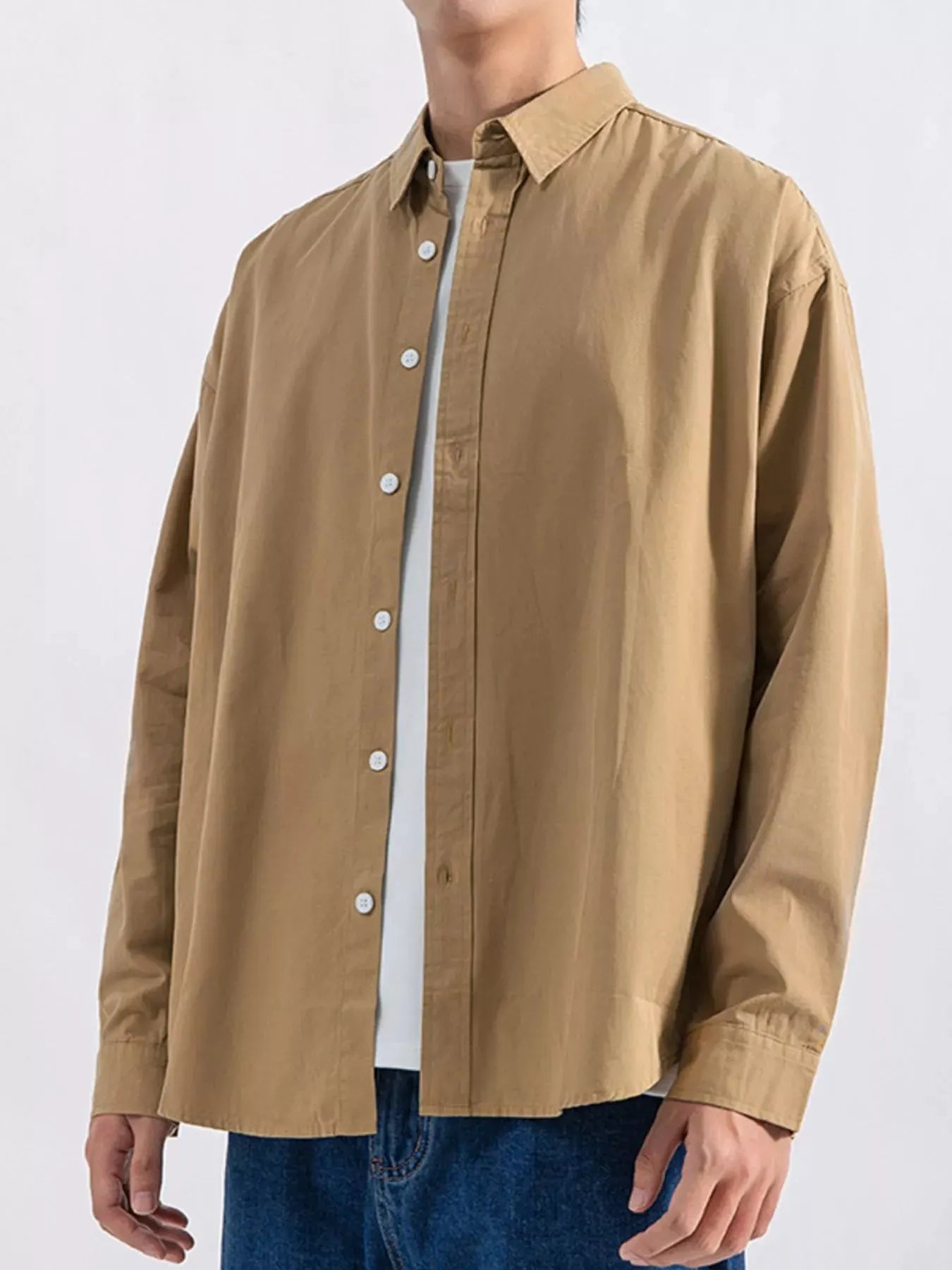 Men's Plus Size Button Up Long Sleeve Shirt by Trendsi