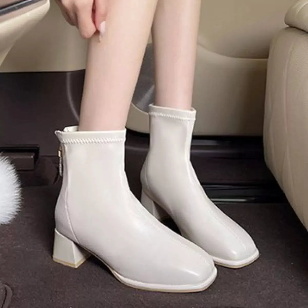 Square Toe Block Heels Boots by Partner Label