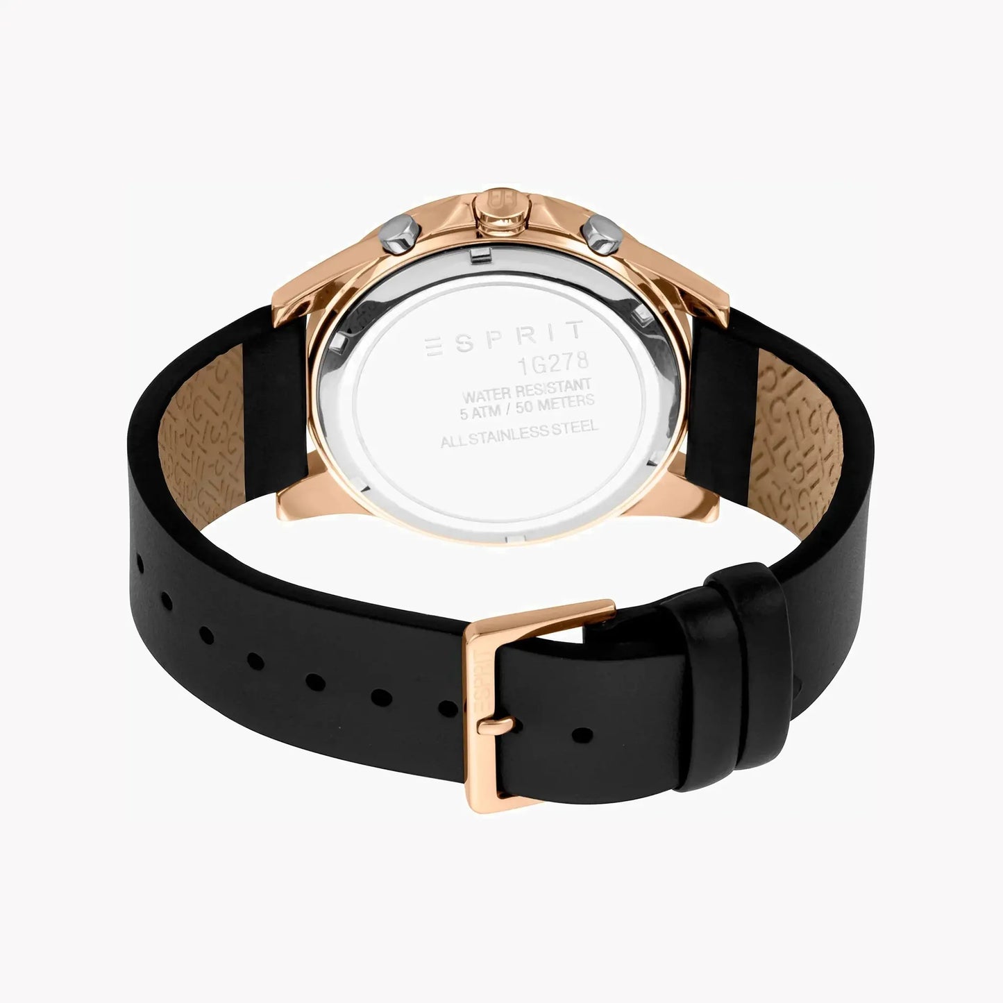 Esprit Men's Black Leather Watch, Black Dial | Es1g066m0025 by ESPRIT