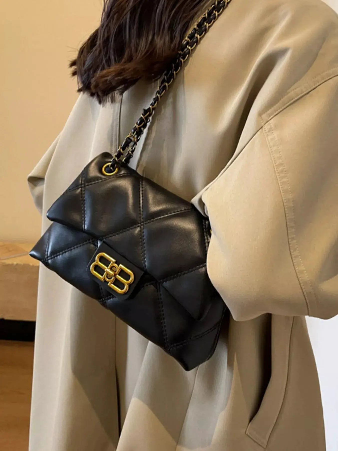 Quilted Flap Chain Crossbody Bag by Partner Label