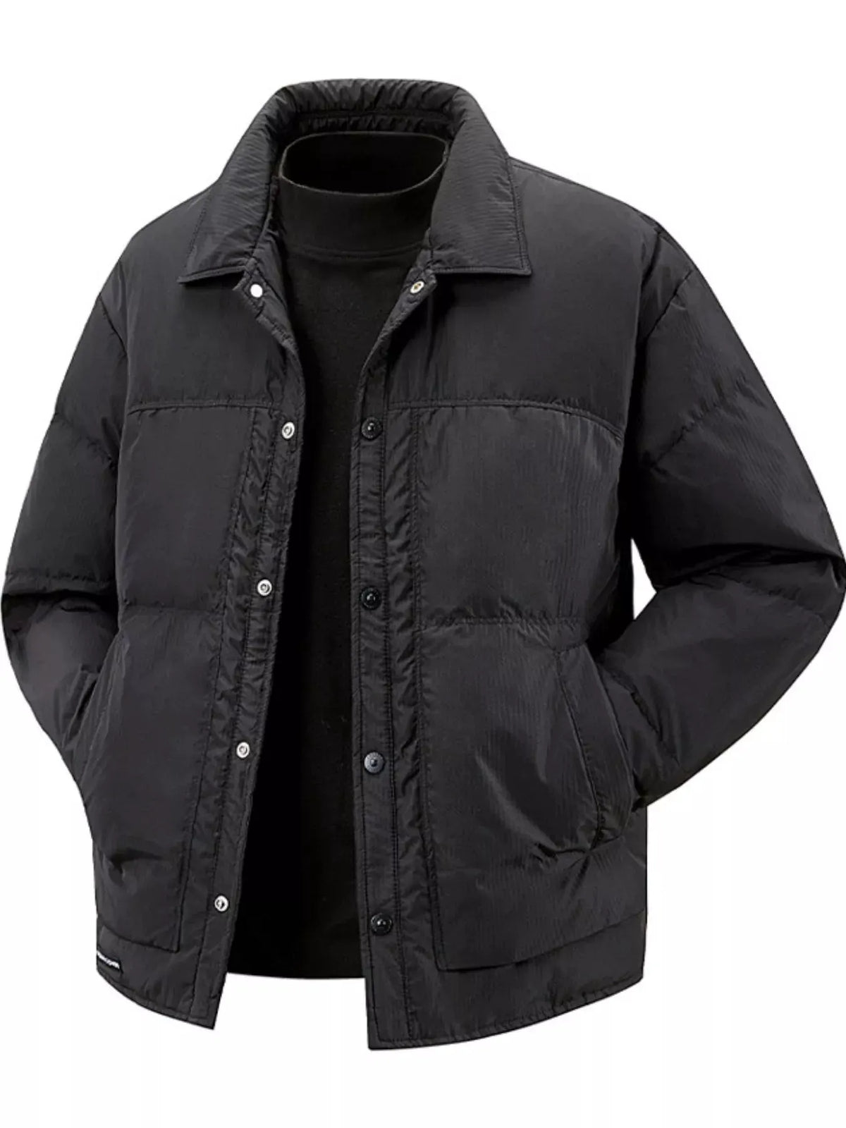 Men's Plus Size Snap Down Puffer Jacket by Partner Label