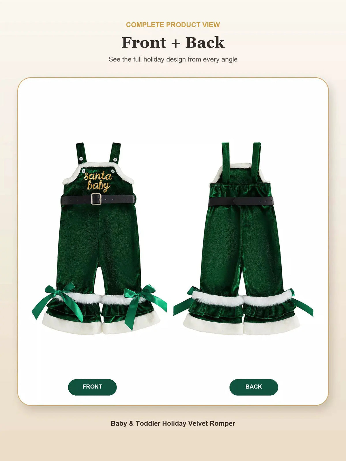 Children's Santa Baby Velvet Christmas Overalls by Trendsi