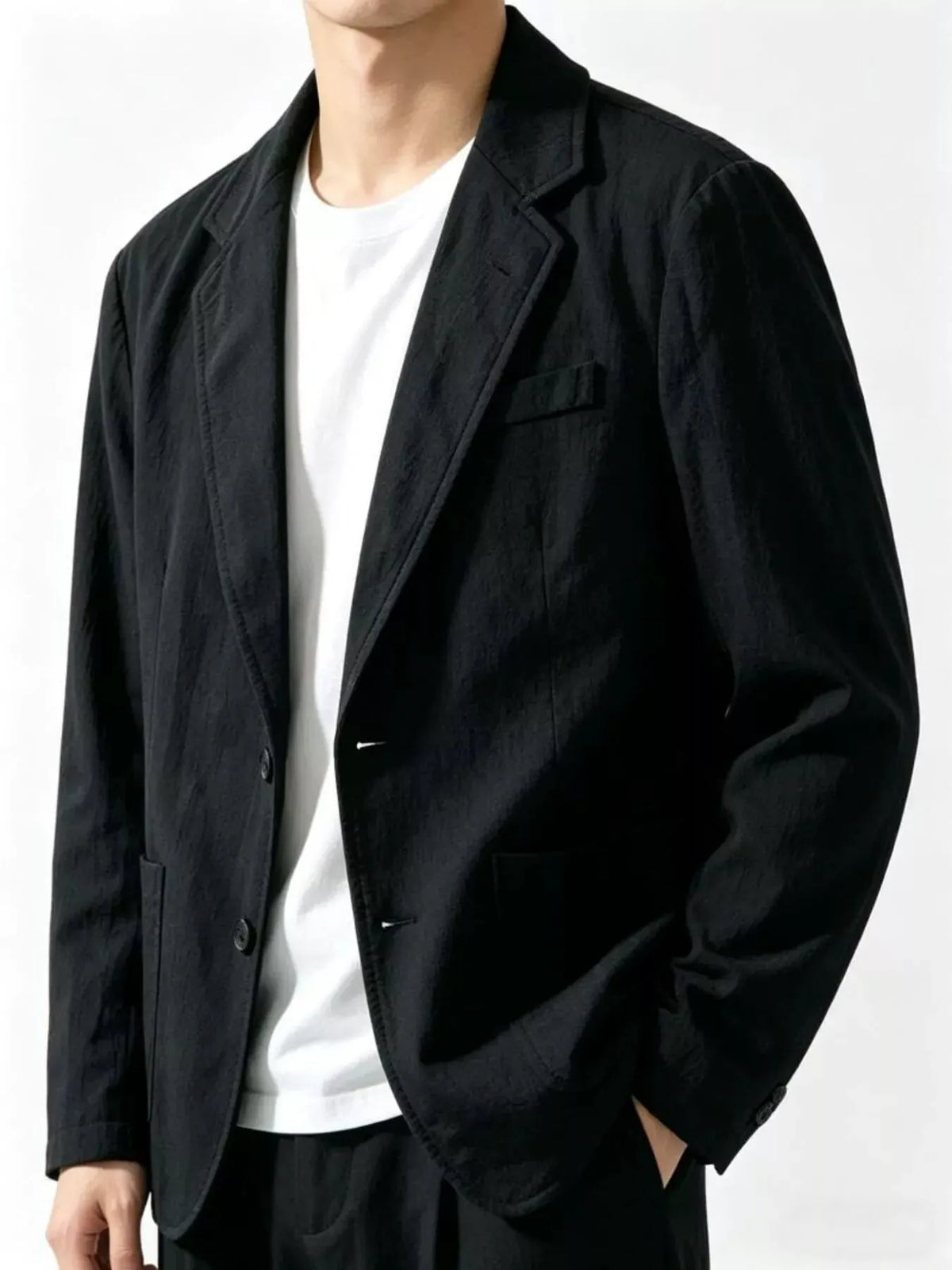 Men's Plus Size Button Up Long Sleeve Blazer by Trendsi
