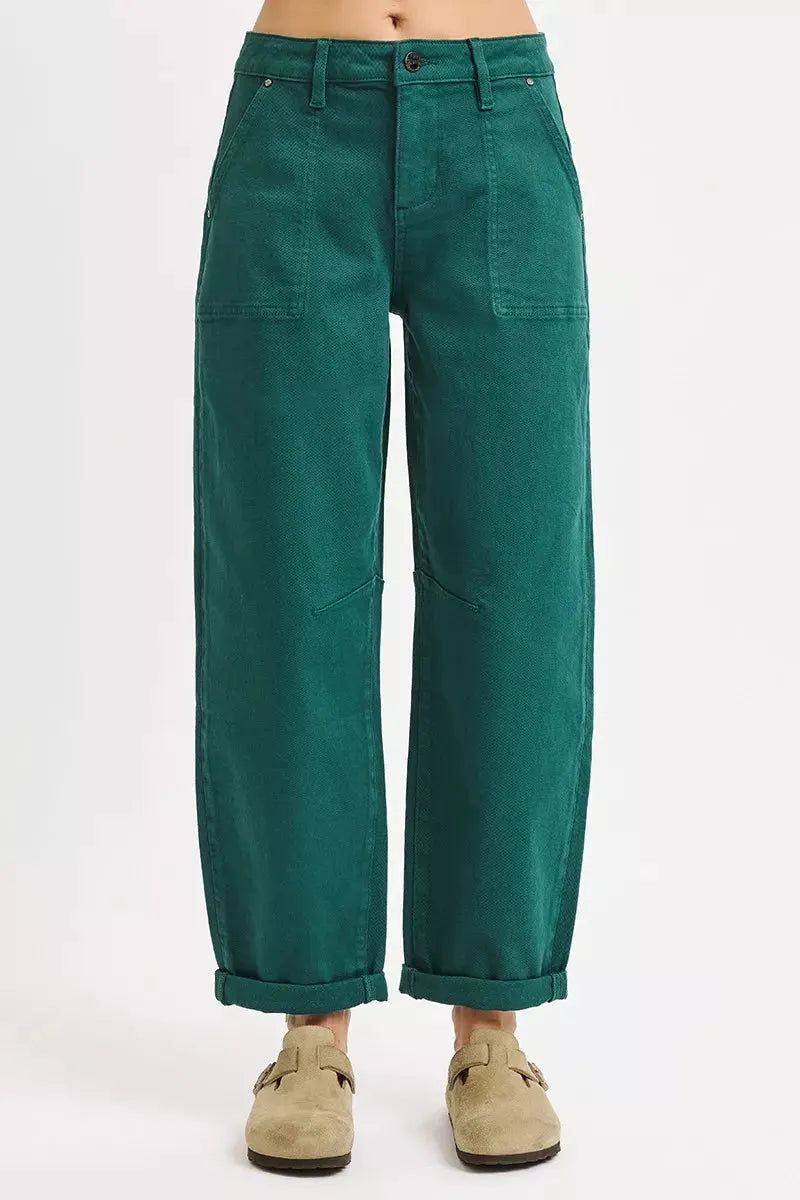 RISEN High Rise Ankle Cuffed Barrel Pants by RISEN