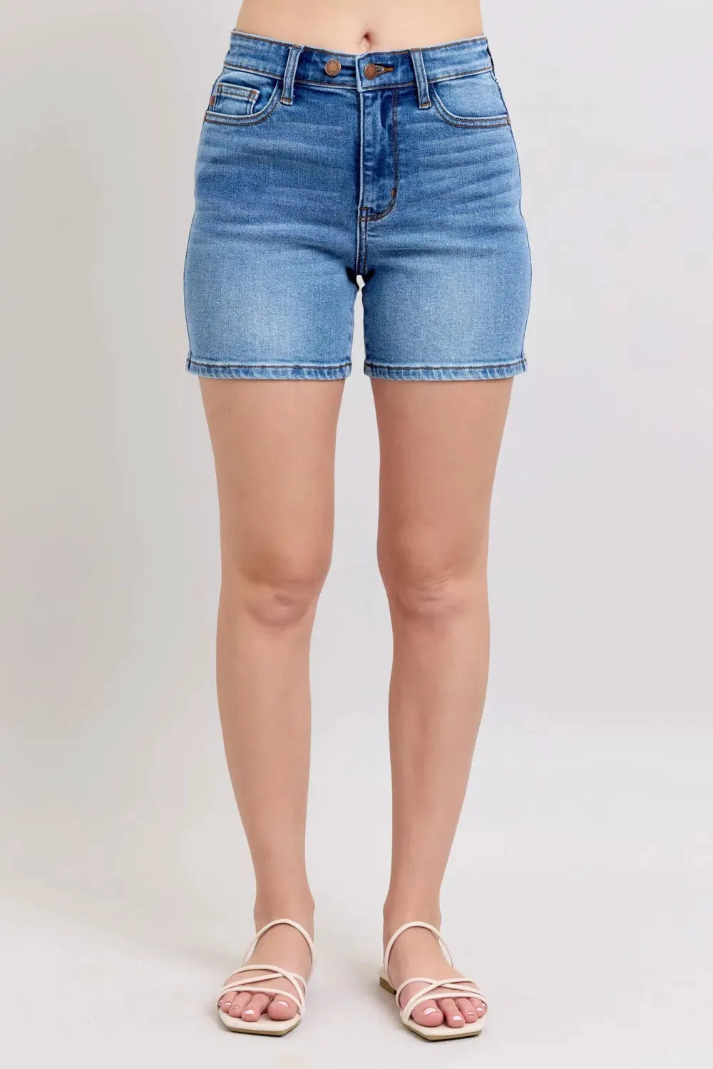 Judy Blue Full Size 2 Button Denim Shorts with Pockets Plus Size by Judy Blue
