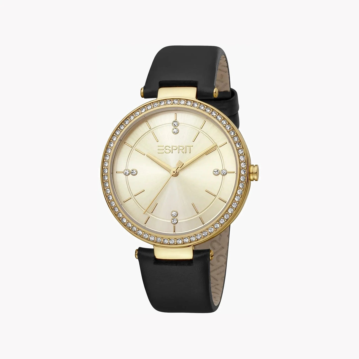 Esprit Women's Black Leather Watch, Champagne Dial | Es1l139m0025 by ESPRIT
