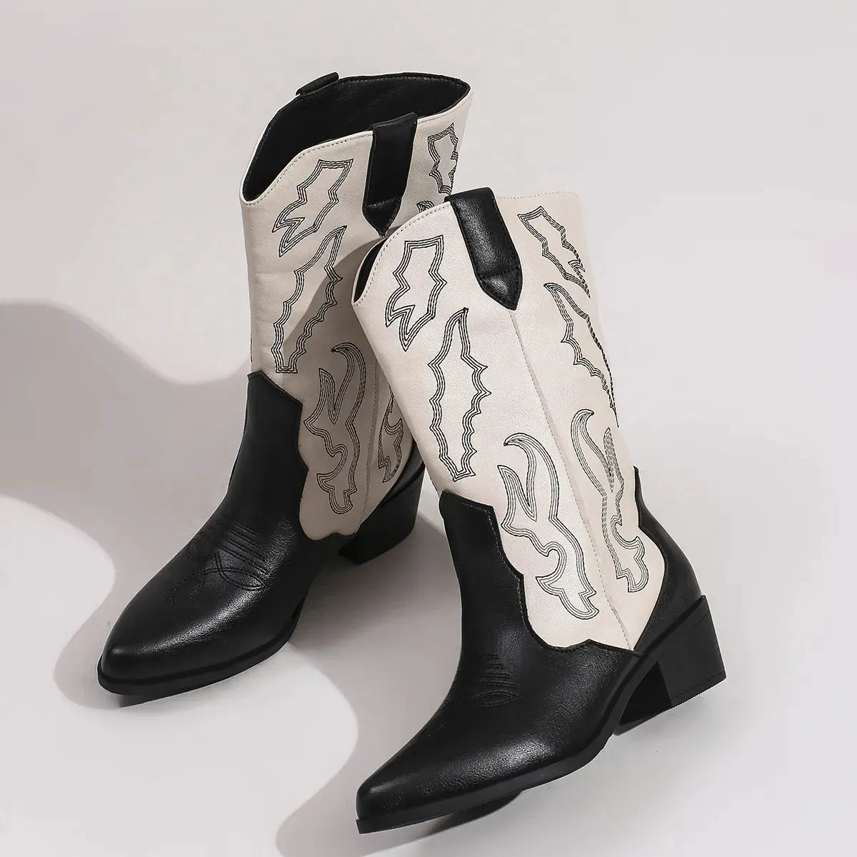 Point Toe Block Heels Boots by Partner Label