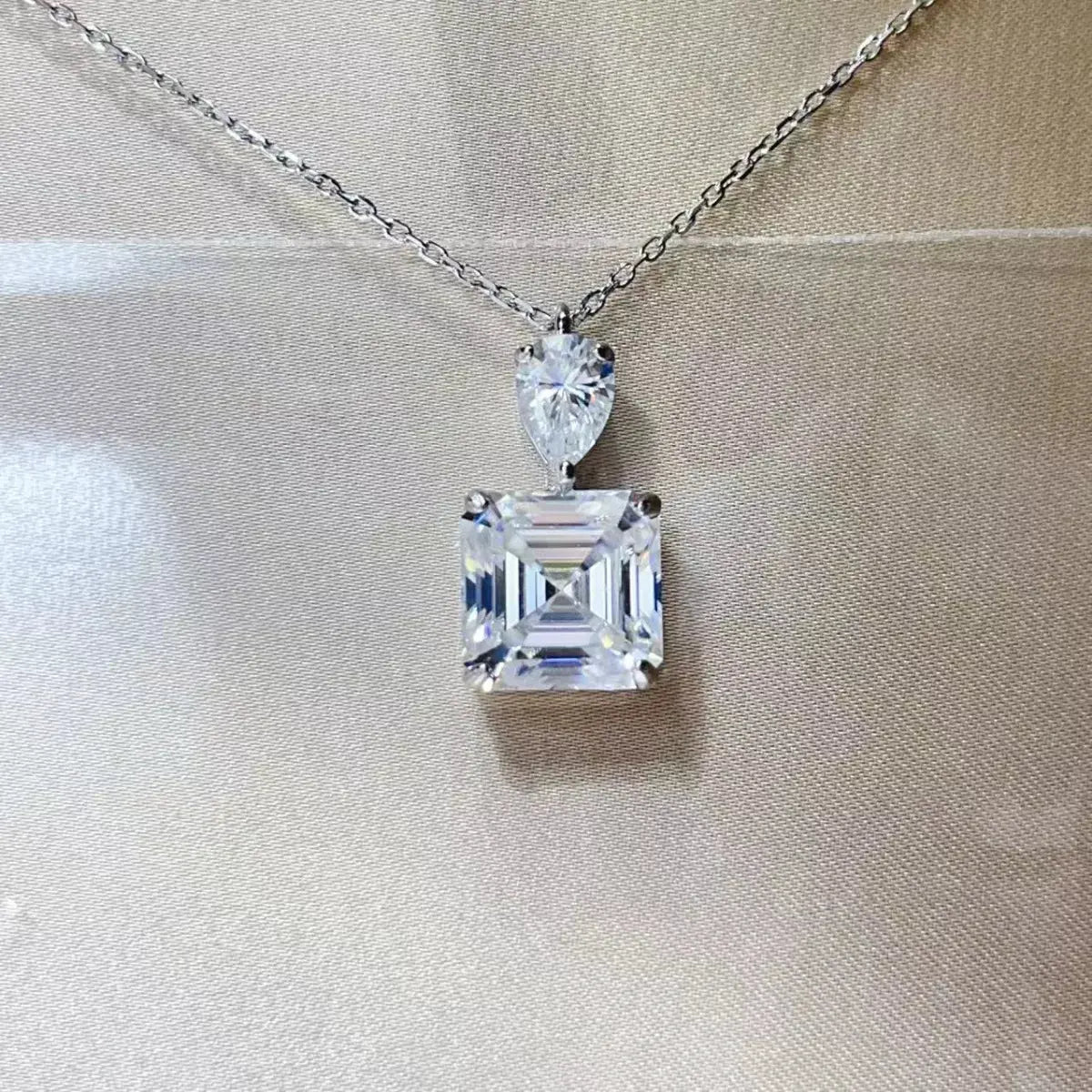 5.8 Carat Moissanite 925 Sterling Silver Pendant Necklace by Partner Labels