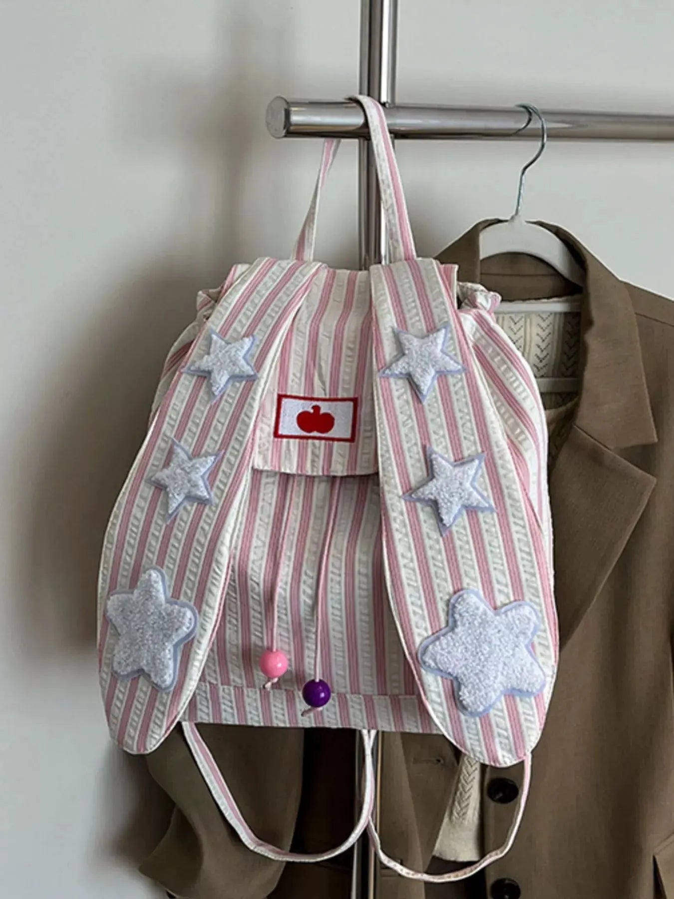 Striped Star Bunny Ear Backpack Bag by Partner Label