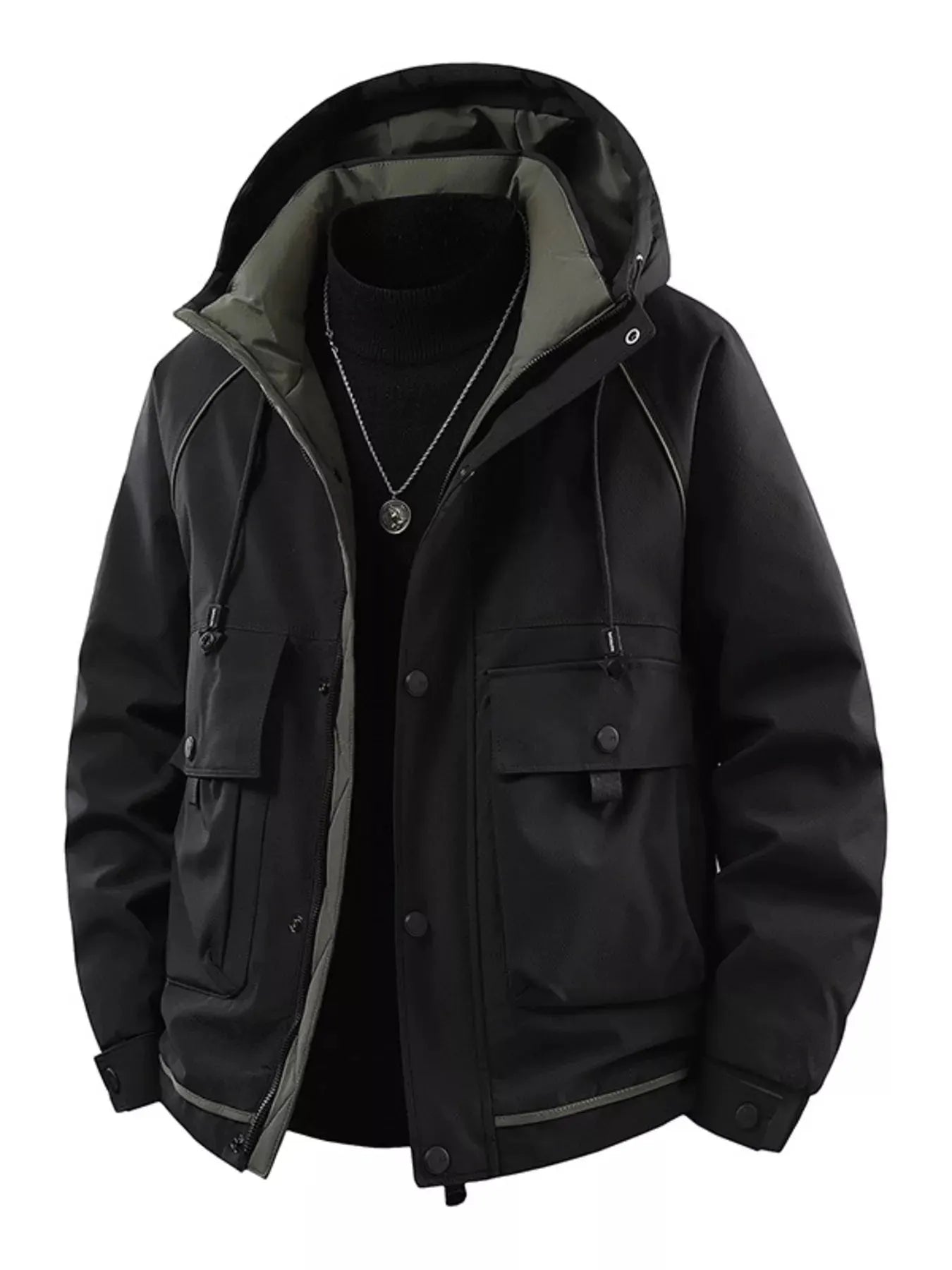 Men's Plus Size Hooded Padded Winter Jacket by Partner Label