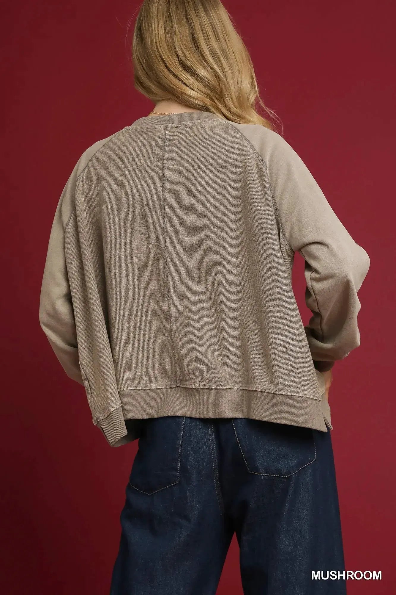 Umgee Mineral Wash French Terry Sweatshirt by Umgee