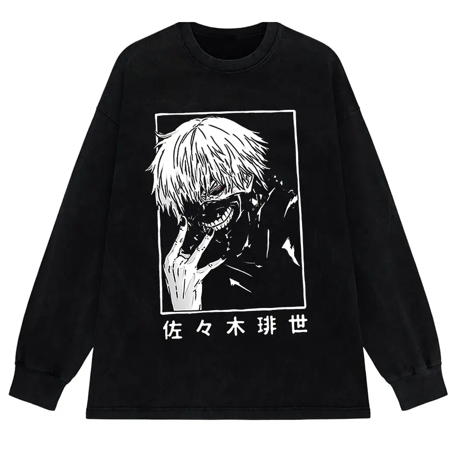 Washed Japanese Anime Graphic Streetwear T-Shirt by Vimost Shop