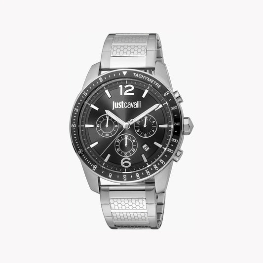Just Cavalli Men's Silver Watch, Black Dial | Jc1g204m0055 by JUST CAVALLI