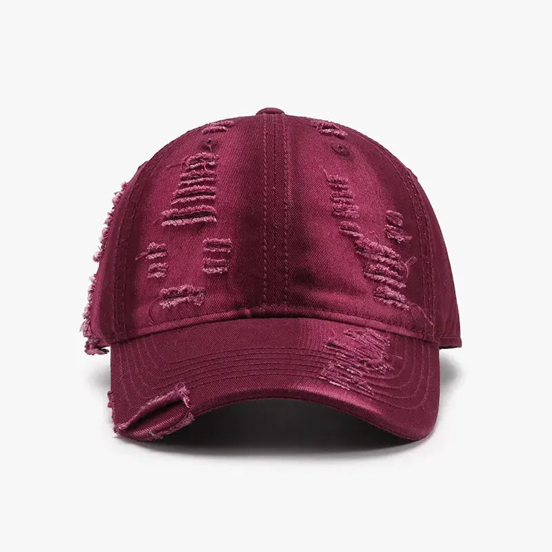 Distressed Adjustable Cotton Baseball Cap by Partner Label