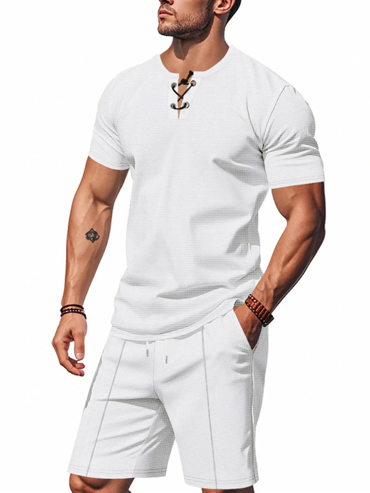 Men's Full Size Casual Short Sleeve Top & Shorts Set Plus Size by Trendsi