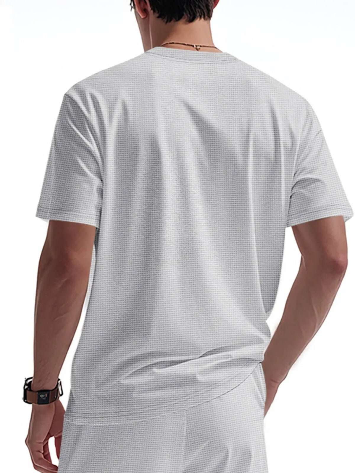 Men's Full Size Lace-Up Neck T-Shirt Plus Size by Trendsi