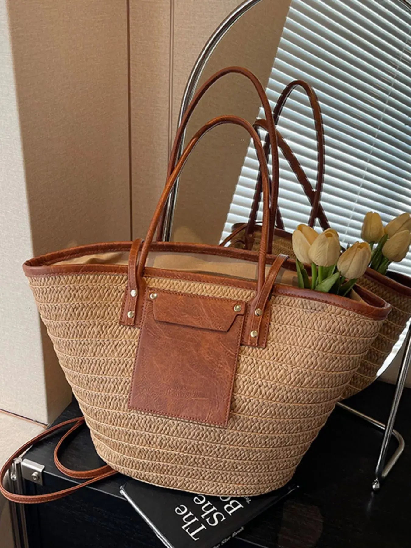 Woven Straw Tote Bag by Partner Label