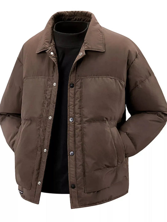 Men's Plus Size Snap Down Puffer Jacket by Partner Label