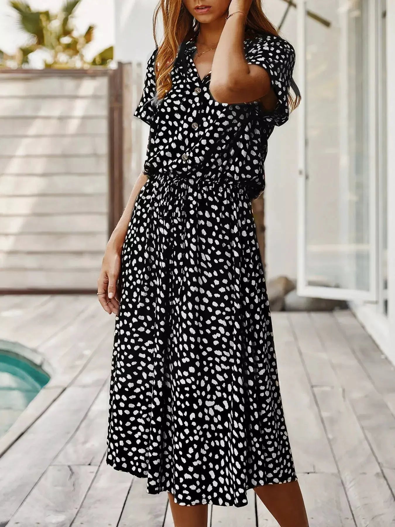 Animal Print Short Sleeve Dress by Partner Label