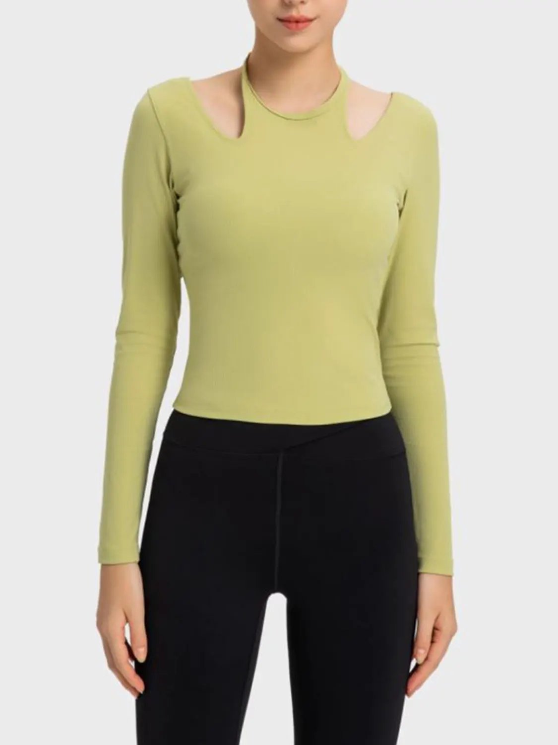 Millennia Halter Neck Long Sleeve Sporty Top by Millennia