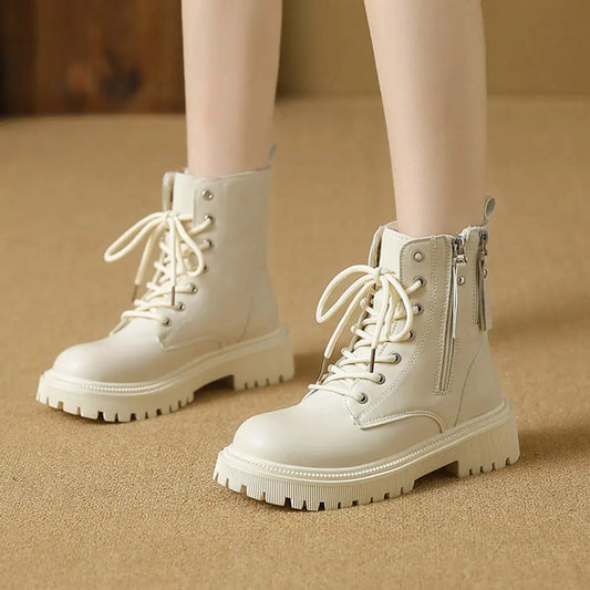 Lace-Up Ankle Combat Boots by Partner Label