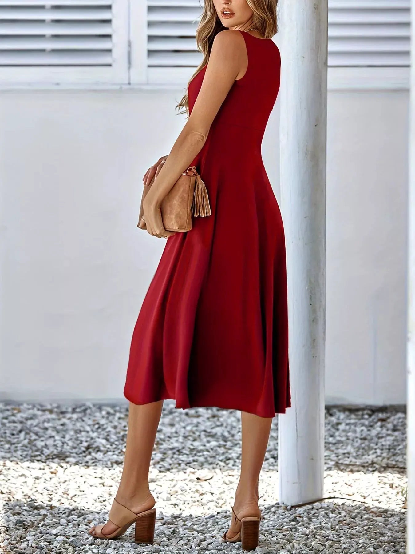 Sleeveless A-Line Midi Dress by Partner Label