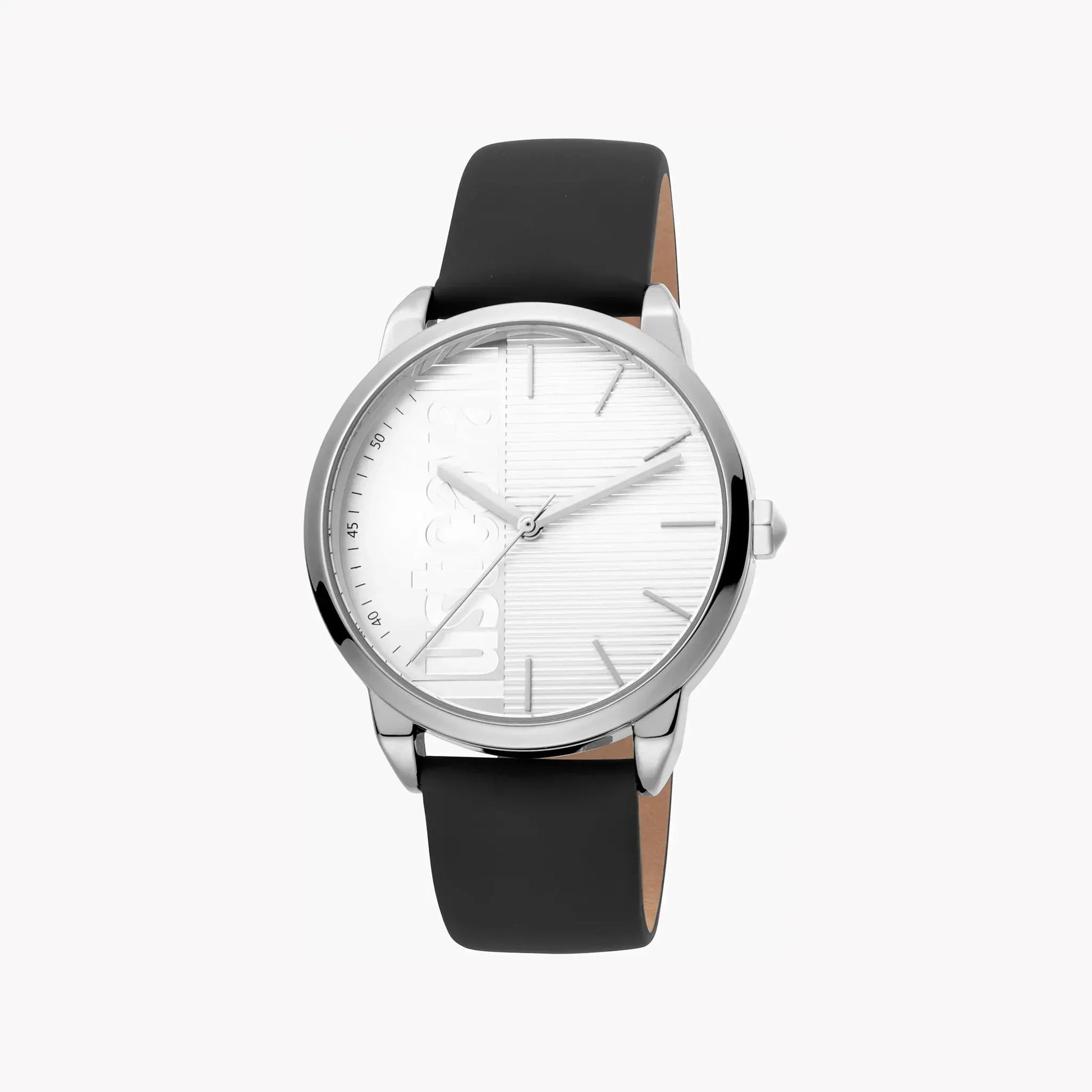 Just Cavalli Men's Silver Dial Watch, Black Leather Band | Jc1g079l0015 by JUST CAVALLI