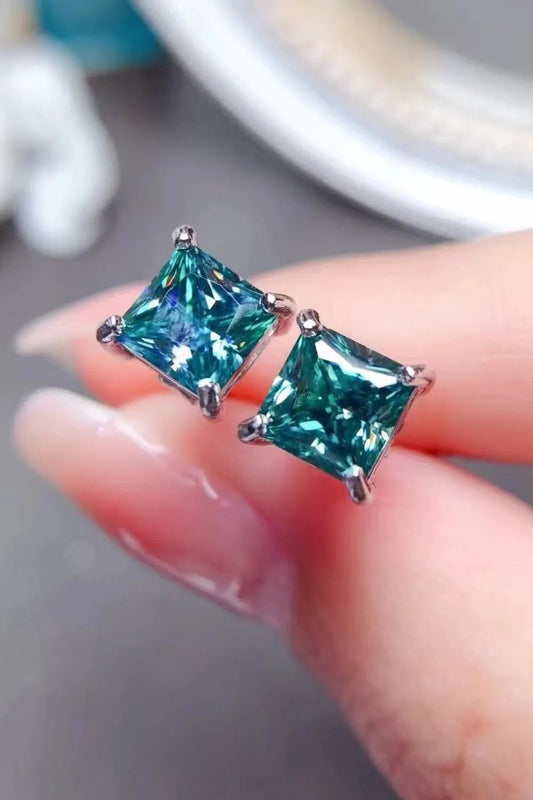 2 Carat Square Moissanite Four-Prong Earrings by Partner Label