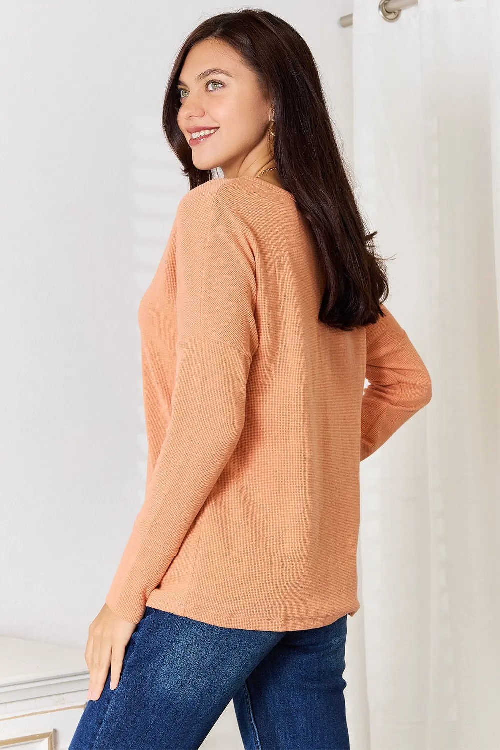 Basic Bae Half Button Long Sleeve Top by Basic Bae