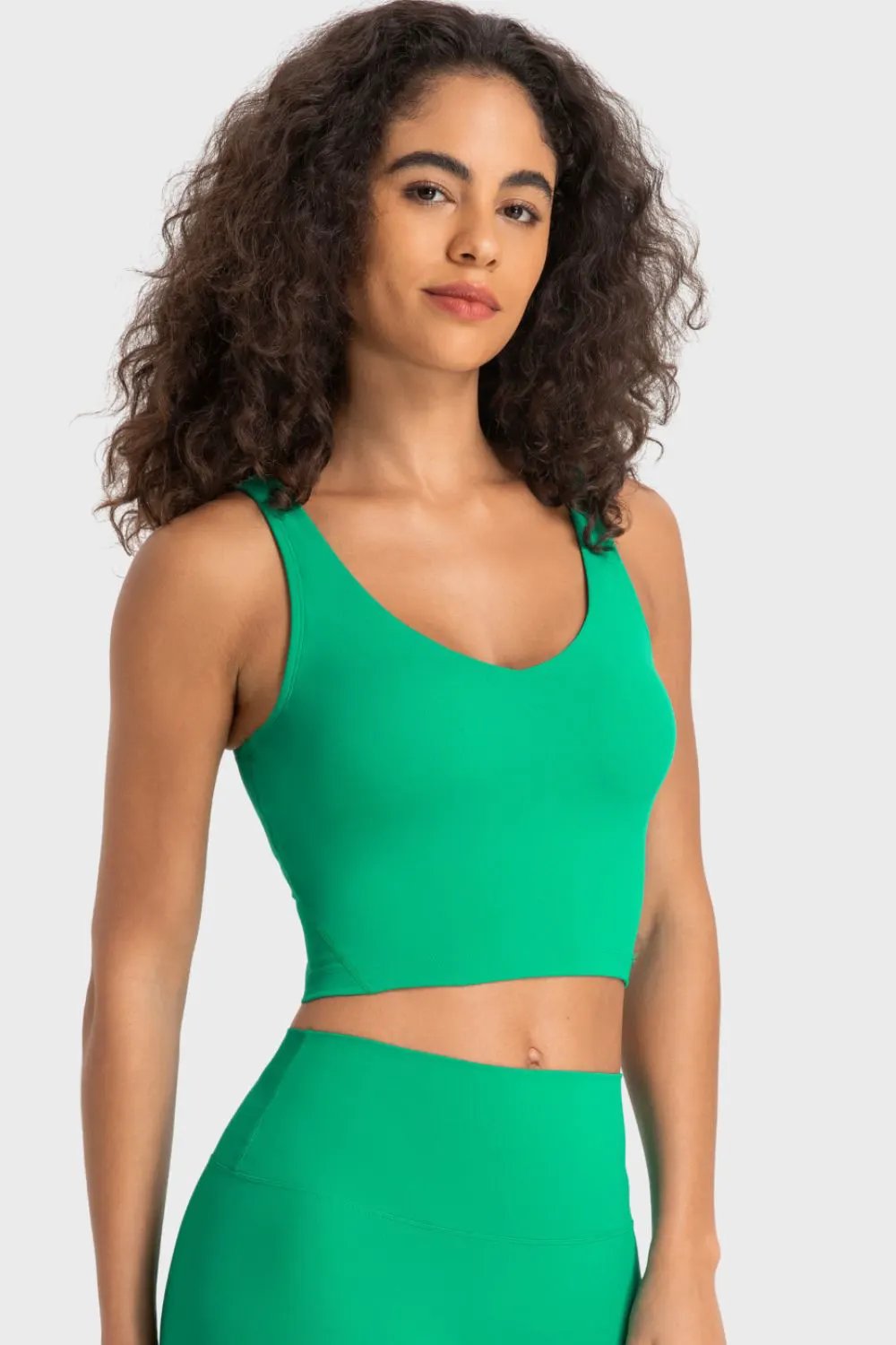 Millennia Deep V-Neck Crop Sports Bra by Millennia
