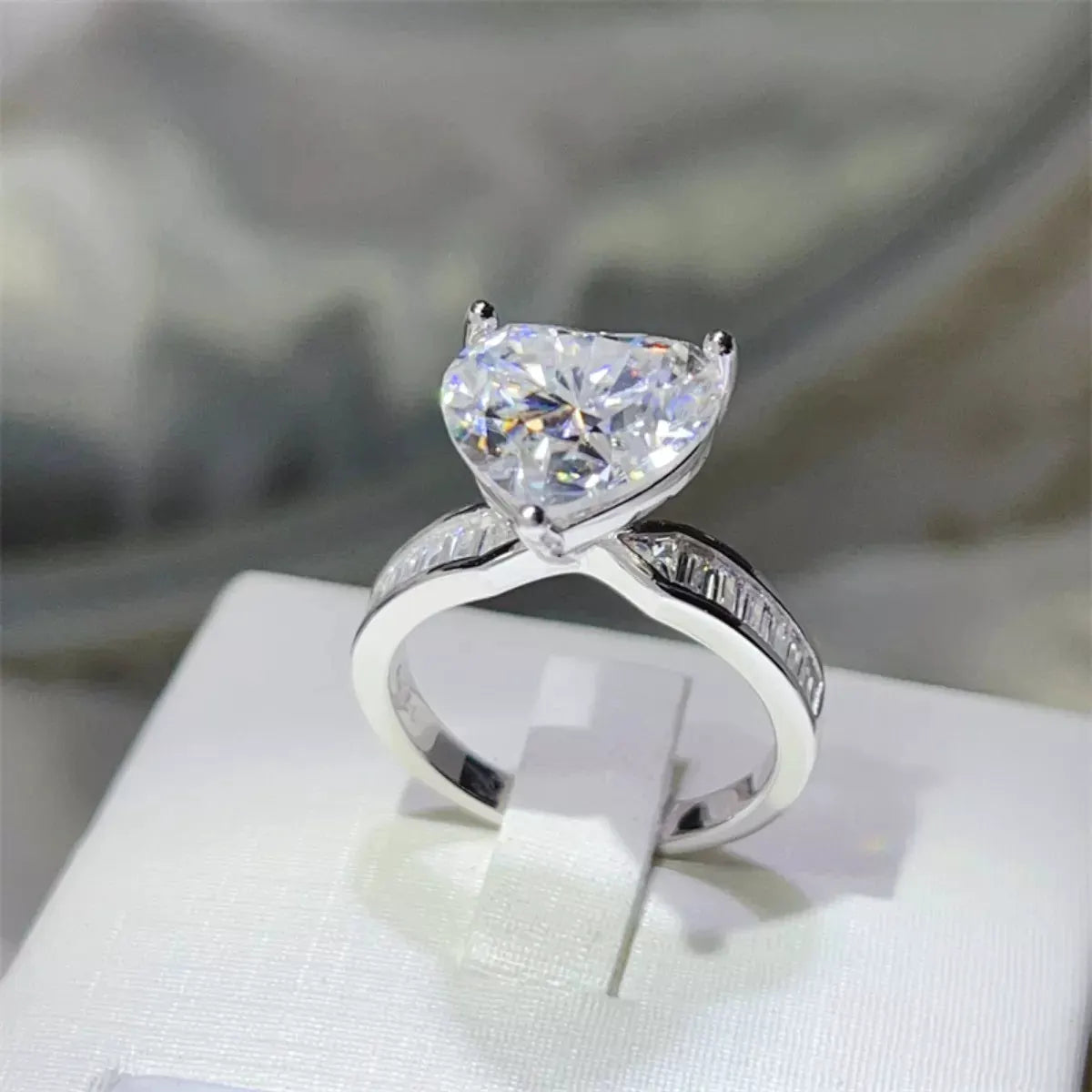5 Carat Moissanite 925 Sterling Silver Heart Ring by Partner Label